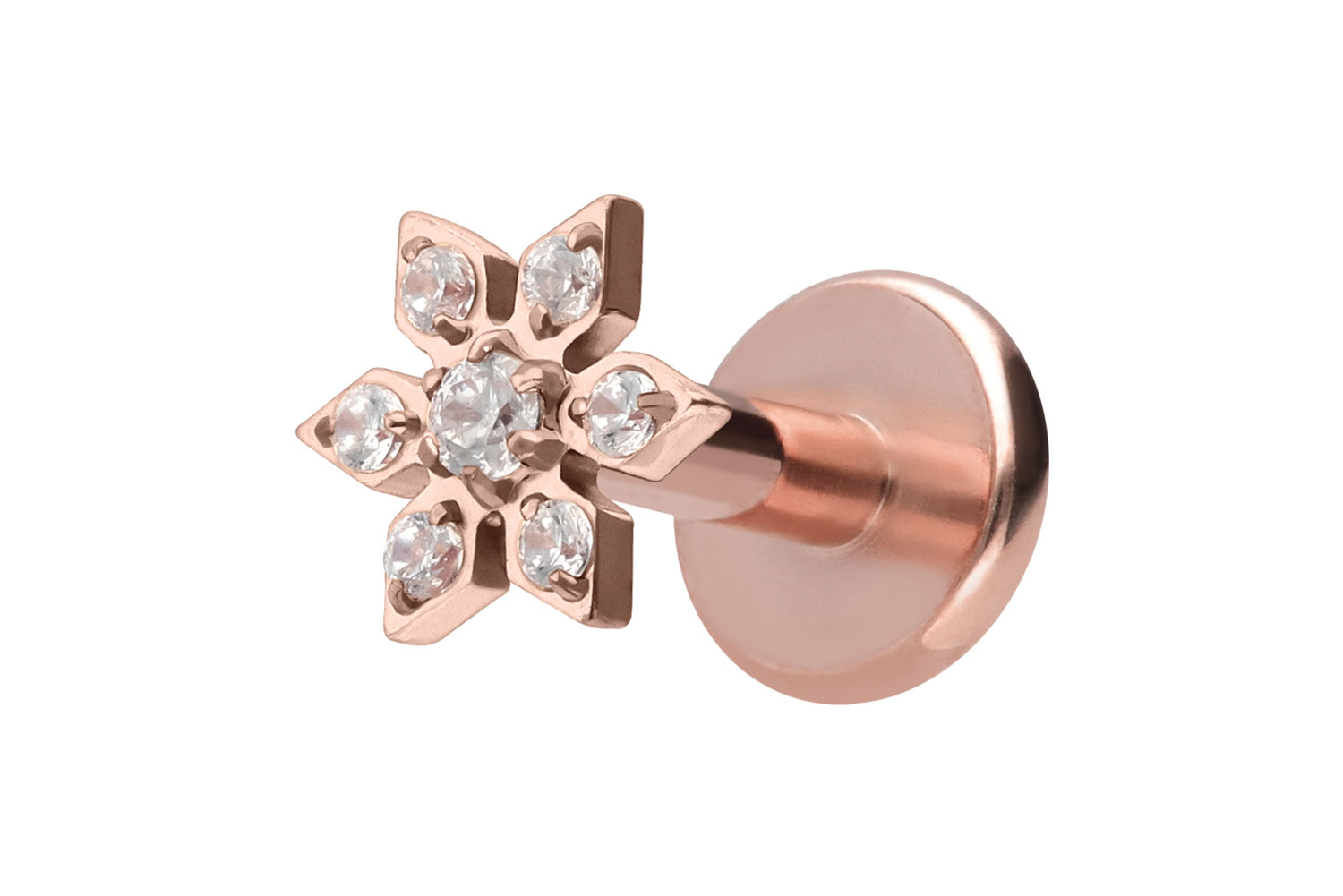 Titan Labret Piercing mit Innengewinde KRISTALLBLUME